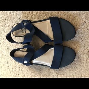 Navy wedge sandals
